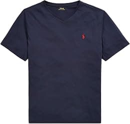 Polo Ralph Lauren Men's V-Neck Classic Fit Short Sleeve T-Shirt, Blue (Derby Heather), Large - Best Deal Finder