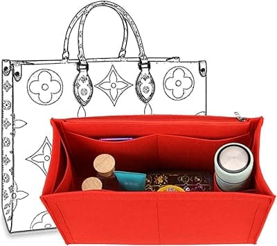 D.DUO Bag Purse Organizer With Zipper, Tote Organizer Insert For LV ONTHEGO (Red, L) on Amazon.ae - Price Tracker