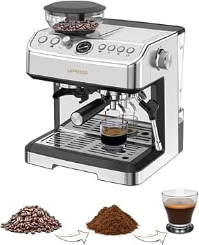 LePresso Espresso Machine with Built-in Coffee Grinder,Dual Boiler Machine, Milk Frother Steam Wand, 2300W Professional Coffee Maker, 25 Bar Italian Pump,Perfect Cappuccino, Espresso & Latte - Grey on Amazon.ae - Price Tracker