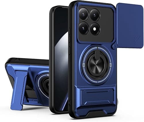 Cover Compatible with Xiaomi Poco F8 Ultra 5G,Compatible with Redmi K90 Pro Max Car Magnetic Mount Camera Sliding Window Anti-drop 2 in 1【PC+TPU】Ring holder Kickstand Case Blue على Amazon.ae - متتبع الأسعار