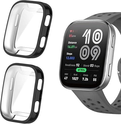 Watch Case Compatible with Amazfit BIP 6 [2Pcs], Soft TPU Plated Bumper Full Protective Cover with Screen Protector, Scratch-Resistant Case for Amazfit Bip 6 46mm (A2435) Smart Watch (Black + Black) on Amazon.sa - Price Tracker