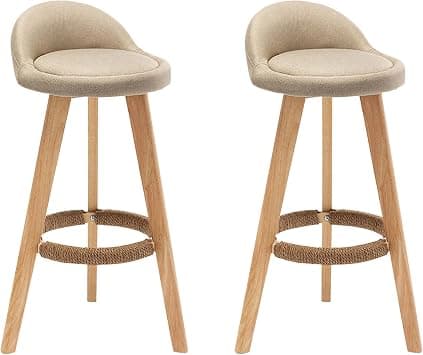 Beauenty Bar Chairs with Upholstered Backs, High Chairs, Solid Wood Bar Stool, Modern Bar Stools for Bars, Cafes, Family Restaurants (Beige-70CM,2Pcs) on Amazon.ae - Price Tracker