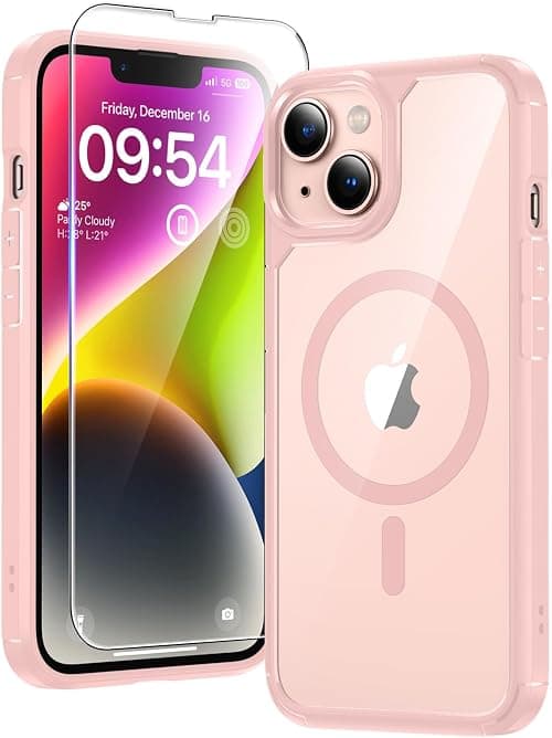 TAURI 3-in-1 Magnetic Designed for iPhone 14 Case for iPhone 13 Case, [Designed for Magsafe] with 2 Screen Protector, Shockproof Phone Case for iPhone 13/14, Pink على Amazon.ae - متتبع الأسعار