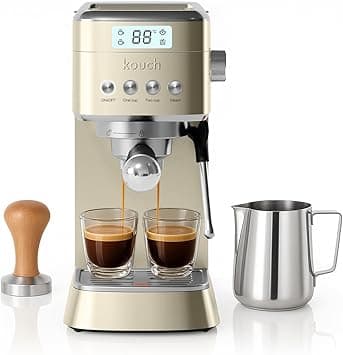 Kouch Germany Espresso Machine – 1350W, 19 Bar Ulka Pump, 1.2L Water Tank, Professional Portafilter with Single & Double Shot Filters, Stainless Steel Tamper & Milk Jug - KEC1984 on Amazon.ae - Price Tracker
