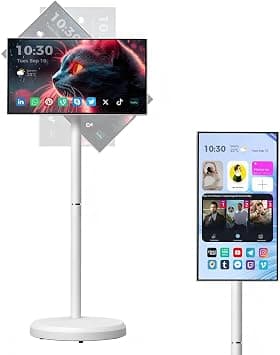 21.5 Inch Smart Portable TV, FHD Touch Screen Monitor on Wheels, Android 15, 4GB +64GB, Wireless Movable Display, EDLA-Certified, 4-6H Battery, Full Swivel Rotation, Arabic & Google Play on Amazon.ae - Price Tracker