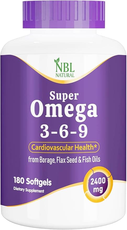 NBL Natural Super Omega 3-6-9 1200 mg with a blend of Fish, Borage and Flax Seed Oils, Skin, Hair, Heart, Memory Support, 180 Softgels on Amazon.ae - Price Tracker