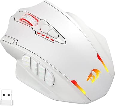 Redragon M913 Impact Elite Wireless Gaming Mouse, 16000 DPI Wired/Wireless RGB Gamer Mouse with 16 Programmable Buttons, 45 Hr Battery and Pro Optical Sensor, 12 Side Buttons MMO Mouse,White on Amazon - Best Deal Finder