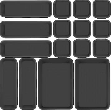 Drawer organiser 16pcs Set – Anthracite kitchen organiser, cutlery drawer organiser, makeup organiser, cosmetics organiser, office product, cosmetic storage على Amazon.ae - متتبع الأسعار