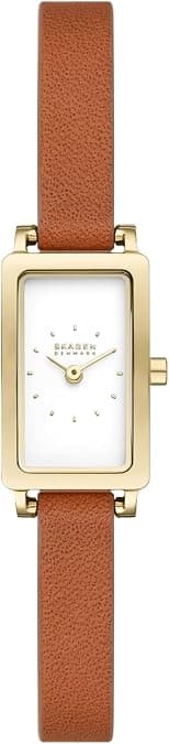 Skagen Women's Hagen Micro Two-Hand Brown Leather Band Watch (Model: SKW3149), Brown, Hagen Micro - Best Deal Finder