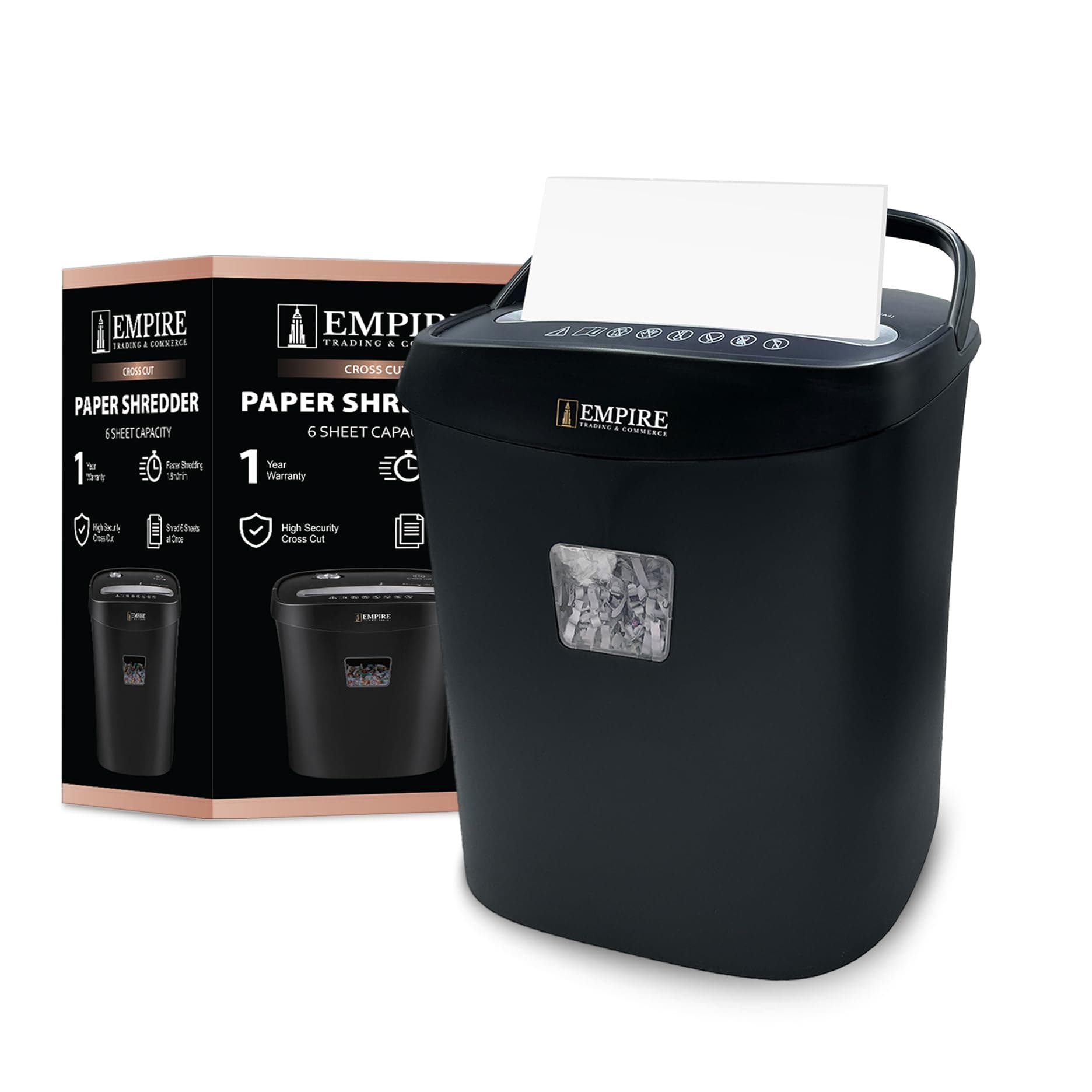 EMPIRE TRADING & COMMERCE Paper Shredder 6-Sheet Cross-Cut, 15 Litres Shredder for Home and Office Heavy Duty, Shred Paper Clips, Staples and Credit Cards (OS050C/Black) on Amazon.ae - Price Tracker