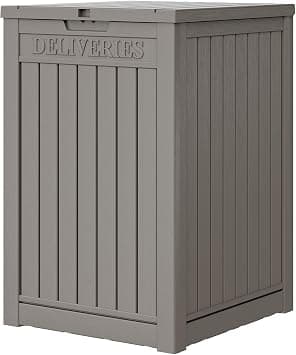 LHBGO 48 Gallon Package Delivery Box for Porch, Storage Box with Lockable Secure, Large Double-Wall Resin Outdoor Package Delivery and Waterproof Deck Box - متتبع أسعار Amazon.sa