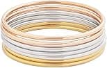 Edforce Stainless Steel Glossy Thin Round Bangle Bracelet Set for Women, Set of 7 - Best Deal Finder