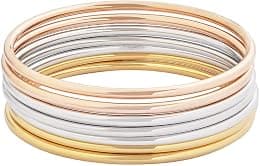 Edforce Stainless Steel Glossy Thin Round Bangle Bracelet Set for Women, Set of 7 - Best Deal Finder