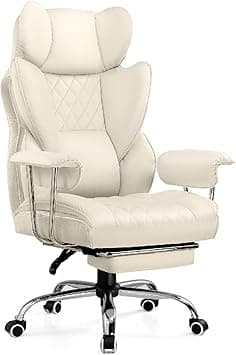 GTPLAYER Big & Tall Home Office Chair with Pocket Spring Lumbar Support, Ergonomic Comfortable Wide Office Desk Computer Gaming Chair with Outward Fixed Soft Armrests & Footrest (PU Leather, Beige) - Amazon.ae Price Tracker