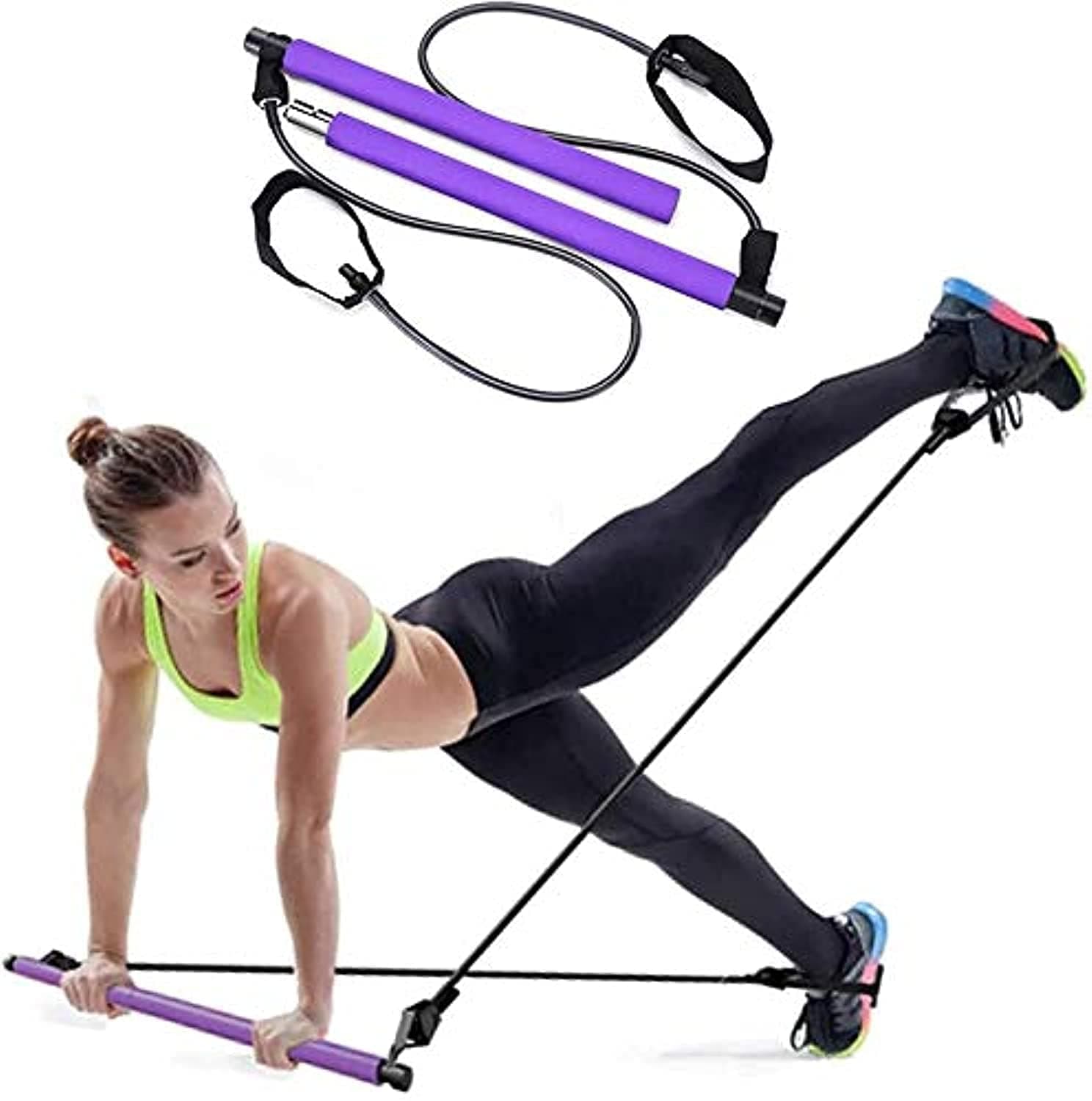 azzeell Pilates Bar Kit with Resistance Bands Yoga Pilates Exercise Stick Portable Muscle Toning Bar for Home Gym Workout on Amazon.ae - Price Tracker