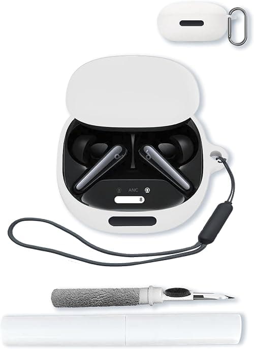 Case for Soundcore Liberty 4 Pro by Anker Noise Cancelling Wireless Earbuds,Soft Protective,Shockproof, BOVUGAC Silicone Case Cover with Keychain & Cleaning Kit & Lanyard-White on Amazon.ae - Price Tracker