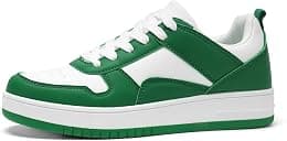 LUCKY STEP Women Fashion Sparkle Rhinestone Sneakers White Leather Low Top Tennis Shoes Lace Up Casual Comfortable Walking Shoe - Best Deal Finder