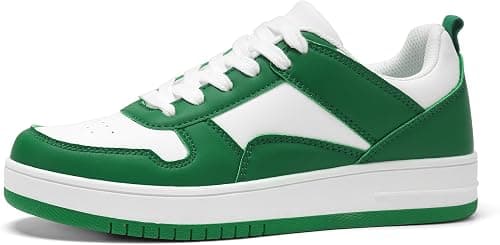 LUCKY STEP Women Fashion Sparkle Rhinestone Sneakers White Leather Low Top Tennis Shoes Lace Up Casual Comfortable Walking Shoe على Amazon.ae - متتبع الأسعار