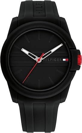 Tommy Hilfiger Casual 3H Quartz Watch - Sporty Silicone Wristwatch for Men - Water-Resistant up to 5 ATM/50 Meters - Premium Fashion for Everyday Wear - 44mm on Amazon.ae - Price Tracker