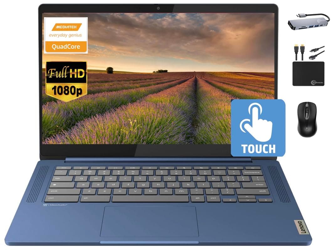 Lenovo Chromebook 14" Touchscreen Slim Laptop Business Student, 8-Core MediaTek Kompanio 520, 4GB RAM, 128GB Storage (64GB eMMC+64GB Card), WiFi 6, Long Battery, Chrome OS+MarxsolAccessory on Amazon.ae - Price Tracker