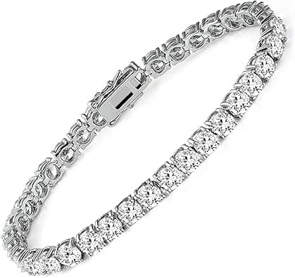 18k White Gold Plated CZ Tennis Bracelet, 4MM Cubic Zirconia Charm Bracelet for Women Men on Amazon.ae - Price Tracker