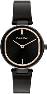 Calvin Klein Women's Quartz 25200310 Ionic Plated Black Steel and Bangle Bracelet Watch, Color: Black, Black - Best Deal Finder