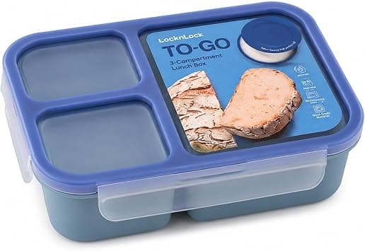 LocknLock To Go Lunch Box 980ml – Blue, Leak-Proof Bento Lunch Box with Compartments, Microwave, Freezer & Dishwasher Safe, Portable Food Storage for Work, School & Travel on Amazon.ae - Price Tracker