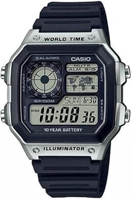 Casio - Armbanduhr AE-1200WH-1CVEF - Herren Uhr - Wasserdicht - Digital - Mit Gummiband - Schwarz - متتبع أسعار Amazon.sa