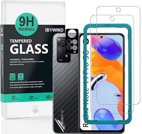 Ibywind [Pack of 2] Screen Protector for Xiaomi Redmi Note 11 Pro 5G/4G 6,67",with Metal Camera Lens Protector,Back Carbon Fiber Skin Protective,Including Easy Install Kit,9H Hardness,Bubble Free on Amazon.ae - Price Tracker