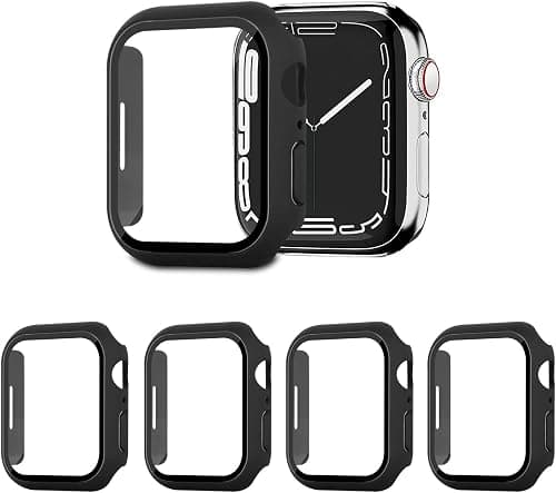 4 Pack PC Case Cover with Screen Protector Compatible with Apple Watch Series 8 7 41mm,Tempered Glass Screen Protector Overall Protective Cover for iWatch Series 8 7 41mm, (4 Black) on Amazon.ae - Price Tracker