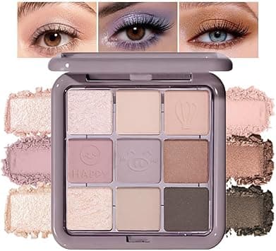 9 Colors Matte Shimmery Eyeshadow Palette For Women, Purple Violet Champagne Nude Pink Mauve Brown Taupe Eyeshadow Palette Long Lasting Waterproof Eye Shimmer Natural Velvety Finish Look on Amazon.ae - Price Tracker