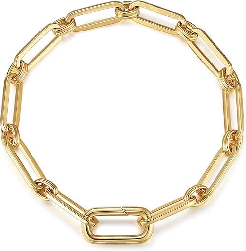 Dainty Layering Bracelets for Women 18 k Gold Plated Fashion Adjustable Chunky Cuban Paperclip Link Chain Bracelets Jewelry for Women Girls Gift on Amazon.ae - Price Tracker