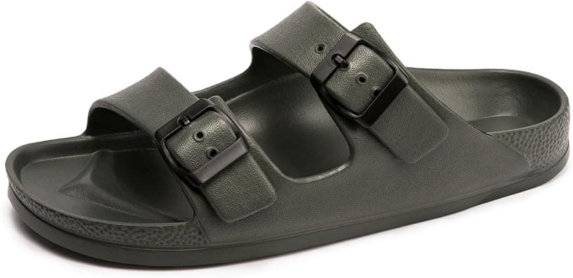 FUNKYMONKEY Women's Comfort Slides Double Buckle Adjustable EVA Flat Sandals على Amazon.ae - متتبع الأسعار