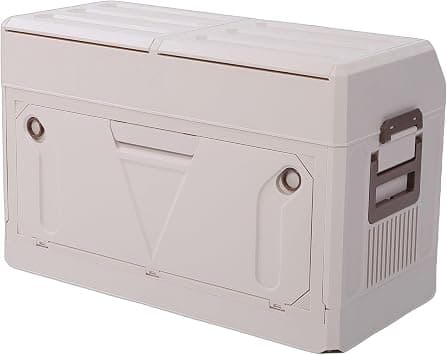 Outdoor Storage Bin, Foldable Container with 3 Way Opening Lid, Large Capacity Storage Box for Camping and Garden Use (Beige Coffee Color) - متتبع أسعار Amazon.sa