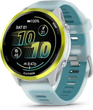 GARMIN Forerunner 570-47mm, Whitestone/Turquoise | Advanced GPS Running & Triathlon Smartwatch with Amoled Display | Up to 11 Days of Battery Life and Built-in Speaker & Microphone على Amazon.ae - متتبع الأسعار