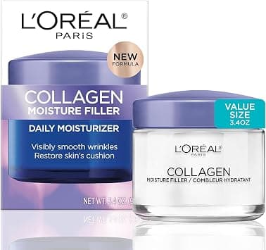 L'Oreal Paris Collagen Moisture Filler Face Cream, Anti-Aging Face Moisturizer, Non-Greasy Skin Care Formula For Up to 48HR Hydration, 3.4 Oz على Amazon.ae - متتبع الأسعار