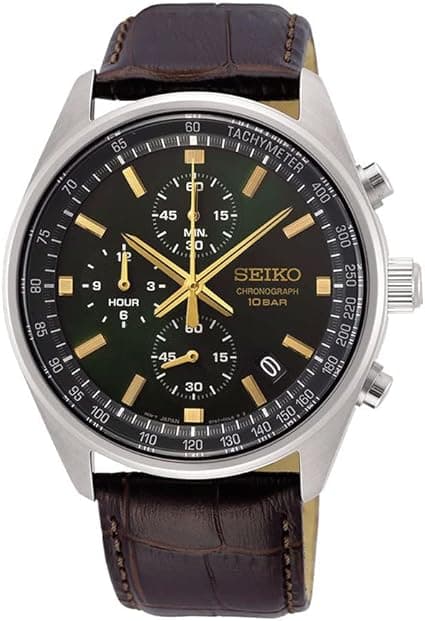 Seiko Herren-Uhr Quarz Edelstahl mit Lederband on Amazon.ae - Price Tracker