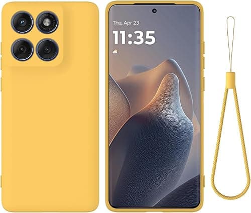 Compatible with Motorola Moto G67 5G / G77 5G Phone Case W Wrist Band, Thin Slim Liquid Silicone Soft Rubber Gel TPU Full Camera Protection Bumper Pure Color Simple Cover,Yellow on Amazon.ae - Price Tracker