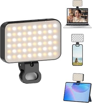 TONEOF Portable Phone Light for iPhone,2000mAh Rechargeable Selfie Light with 360° Rotatable Clip,3 Light Modes,10 Levels of Brightness, Video Light for Video Calls/Photography/Makeup-Black Mini 60LED - Amazon.ae Price Tracker