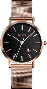 SKMEI Womens Watches Black Slim Thin Luxury Dress Stainless Steel Mesh Watches Fashion Waterproof Ladies Wrist Watch with Date - Best Deal Finder
