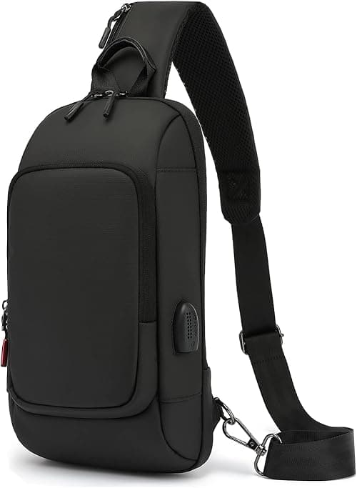 Qiccijoo Sling Bag Crossbody Backpack for Men Women Small Sling Backpack Travel Hiking Backpack with USB Charger Port Anti Theft Shoulder Bag Multipurpose Chest Bag(Black) على Amazon.ae - متتبع الأسعار