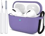 ATUAT for AirPods Pro 1st/2nd Generation Case Cover, Protective Silicone Skin Accessories with Keychain for Women Men for Apple AirPods Pro 2019/2022 Charging Case,Front LED Visible-Lavender - Best Deal Finder