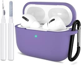 ATUAT for AirPods Pro 1st/2nd Generation Case Cover, Protective Silicone Skin Accessories with Keychain for Women Men for Apple AirPods Pro 2019/2022 Charging Case,Front LED Visible-Lavender - Best Deal Finder