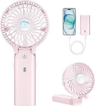 HandFan 5200mAh Handheld Fan Rechargeable, 20H Runtime Hand Fan, 3 Speeds Strong Airflow, Personal 180° Foldable Portable Fan for Travel/Summer/Concerts/Lash/Commute, Gifts for Women (Cherry Pink) على Amazon.ae - متتبع الأسعار