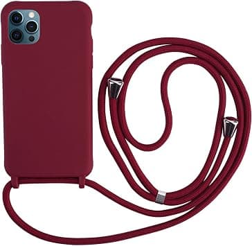 Crossbody Case Compatible with iPhone 15 Pro Max,Shell with Adjustable Neck Cord Lanyard Strap,Soft Silicone Red - Best Deal Finder