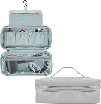 Travel Case for Dyson Supersonic Hair Dryer or Airwrap Styler - Waterproof PU Material, Compact Organizer with Mesh Pockets and PVC Zippered Pockets - Easy to Carry with Top Handle and Hanging Hook - متتبع أسعار Amazon.sa
