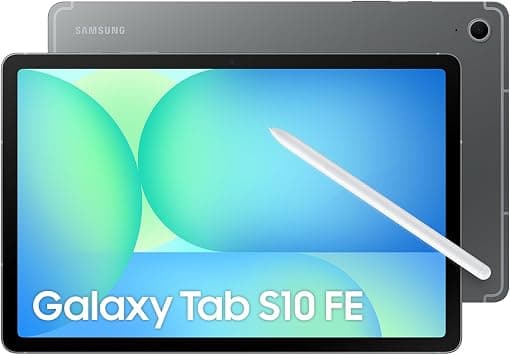 سامسونج تابلت جالكسي تاب S10 اف اي، واي فاي، ذاكرة RAM 8GB، تخزين 128GB، شاشة 10.9 بوصة، شاشة 90Hz، يتضمن قلم S، IP68، عمر بطارية طويل، لون رمادي (اصدار المملكة العربية السعودية) - دليلك لأفضل العروض