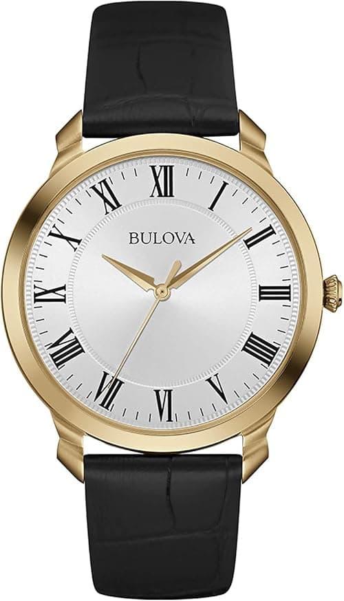 Bulova Men's Classic 3-Hand Quartz Black Leather Strap Watch, Roman Numeral Markers, 41mm on Amazon.ae - Price Tracker