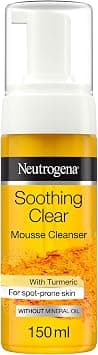 Neutrogena, Soothing Clear Mousse Cleanser, Cleanses & Calms Stressed Skin, Enriched with Turmeric, for sensitive spot-prone, combination or dehydrated skin, 150ml - Best Deal Finder