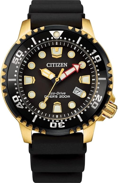 Citizen Eco-Drive Promaster Diver Men's Watch, Stainless Steel with Polyurethane Strap, Black Strap, Black Dial Gold Tone, Promaster Eco-Drive Gold-Tone Stainless Steel with Black Polyurethane Strap on Amazon.ae - Price Tracker